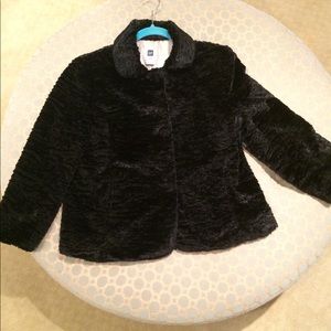 GAP Black faux fur, 3/4 sleeve jacket/ blazer.